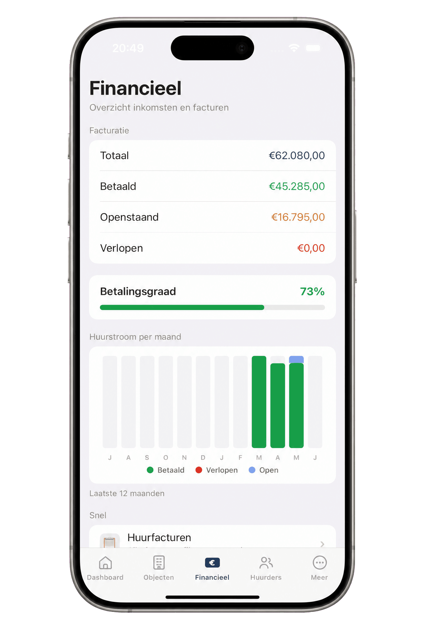 Financieel overzicht in de Fundament-app