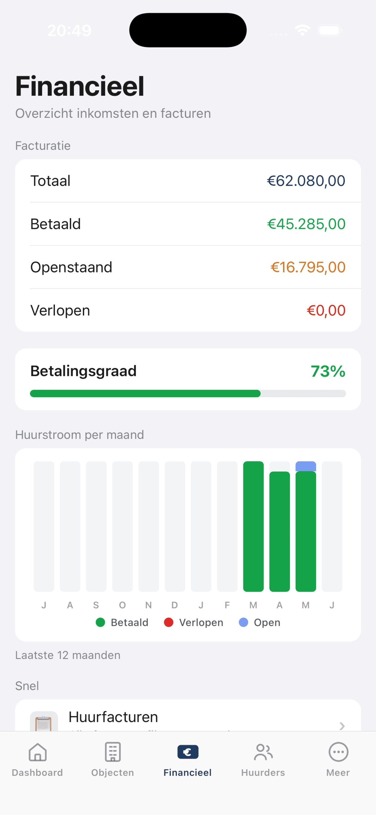 Financieel overzicht in de Fundament-app
